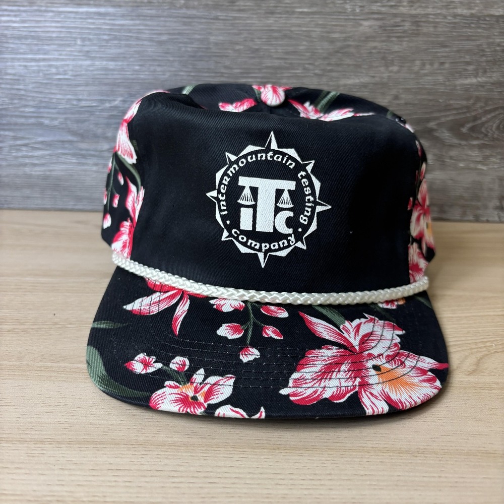 Vintage Intermountain Testing Company Hat Cap Snap Back Floral Rope Mens